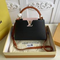 ultimate Version M55781 Louis Vuitton/LV Capucines BB tote handbag feminine double-compartment large-capacity traveling shopping bag with protective base studs