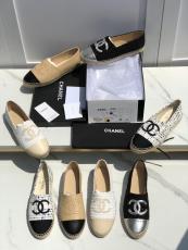 Chanel female casual flat espadrilles breathable skim-proof slip-on in lambskin leather 