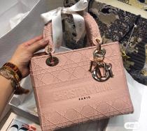 Dior sleek medium lady D-Lite handbag elegant canvas lightweight shopping tote bag with symbolic decorative Dior charm and reversible and detached wide shoulder strap
