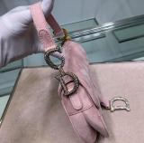 Small size Dior classic velvet saddle shoulder bag vintage messenger chest bag with magnetic stirrup closure and CD structured crystal-encrusted clasp  