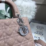 Dior classic Medium lady dior handbag sleek inquisitive shoping crossbody bag with embellished lustrous charm and silver hardware