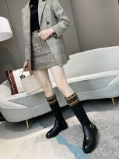 Louis Vuitton/LV female lightweight warm over-knee boot with stocking-like textile printed by monogram motif 