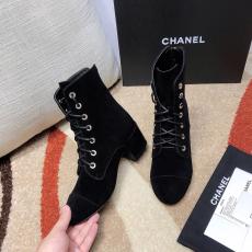 Chanel female suede leather lace-up skim-proof ankle boot with chunky heel must-have winter piece