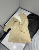 Hermes female stylish cold-resistant winter overcoat indispensable waterproof trench coat with detachable fluffy woollen collar and waist belt