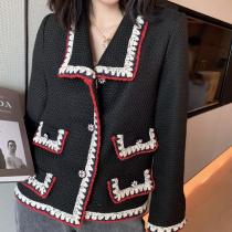 Chanel female tide double-breasted button cropped jacket vintage socialite jacket gorgeous street outfit
