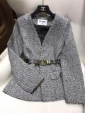Chanel female stylish open-front socialite tight jacket worthy-owned autumn cold-proof coat with waisted belt 