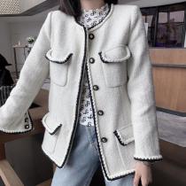 Chanel female high-end ready to wear upscale party couture socialite vintage casual jacket with braided trim Sterling