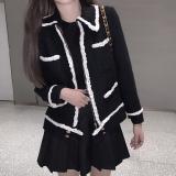 Chanel lady's vintage socialite cropped jacket with braided trim and long sleeve trendy casual wear 