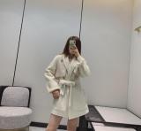 Hermes lady luxury casual two-pieces-set cashmere trench coat cold-proof waterproof bathrobe dust coat  windbreaker with waisted belt 