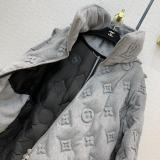 Louis vuitton/Lv neutral cold-proof monogram-embossed tight down jacket cashmere plain overcoat with removable hood 