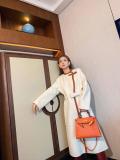 Hermes lady luxury casual one-piece cashmere trench coat cold-proof waterproof bathrobe dust coat  windbreaker with waisted belt 