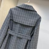 Chanel lady casual lapel warm trench coat plain one-piece dress windproof dust coat relaxed fit trench with waist tie 