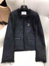 Chanel female vintage collarless cropped jacket autumn windproof thin coat chanel high-end ready to wear Miss coco collection 