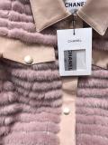 Chanel vintage socialite ready to wear couture collarless Mink  jacket warm winter leather mink outerwear stylish fur coat with ribbed body