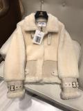 Chanel woman Merino sheepskin shearling Jacket casual warm lamb fur coat thick down outerwear with fluffy collar and cuff