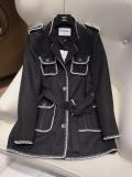 Chanel  vintage windproof trench coat casual boucle tweed jacket warm autumn dust coat with waisted belt and faux pearl trimming