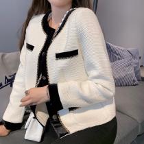 Chanel lady stylish vintage collarless cropped jacket high-version chanel ready to wear autumn female warm coat 