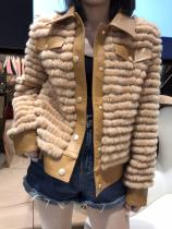 Chanel vintage socialite collarless Mink  jacket warm winter leather mink outerwear stylish fur coat with ribbed body