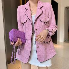 Chanel lady's vintage boucle tweed jacket causal autumn warm coat high-quality chanel ready to wear upscale socialite evening party wear