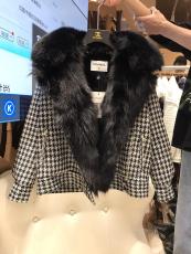 Chanel women's rabbit fox fur parka cold-proof warm suede jacket thick long winter coat hooded outerwear streetwear
