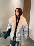 Louis vuitton/LV female windproof down coat with removable fox fur collar women's tight fur parka essential winter fur jacket outerwear with waisted belt at chest