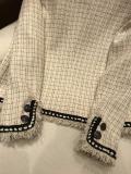 Chanel lady casual collarless boucle tweed  jacket autumn thin cropped coat upscale chanel couture socialite evening party wear