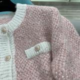 Chanel woman casual collarless woollen sweater breathable knitwear cardigan coat autumn warm outerwear