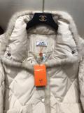 Hermes upscale female couture quilted relaxed down jacket with high neck casual down windbreaker winter fur outerwear 