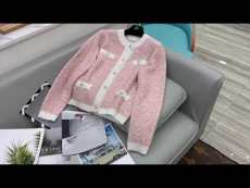 Chanel woman casual collarless woollen sweater breathable knitwear cardigan coat autumn warm outerwear