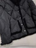 Hermes female quilted warm down outerwear windproof tight fur jacket winter down coat lightweight down windbreaker with mink fur trimming and symmetrical side slip pocket