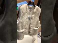 chanel lady's sleeveless mink fur jacket collarless woman mink vest waistcoat vintage winter leather coat outerwear with faux pearl trimming
