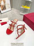 Valentino garavani rockstud heeled flip flops caged sandal summer street footwear size35-40