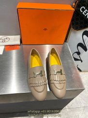 Hermes women's kelly slide loafer leather pump slip-on ladies dress shoes footwear size35-40