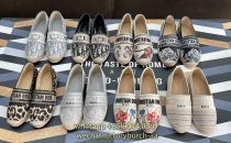 embroidered Dior flat espadrilles breathable slide pump loafer daily walking shoes size35-40