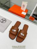 Hermes kelly flat sandal outdoor summer slipper footwear with leather outsole size35-40