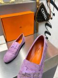 Hermes suede kelly slide loafer casual pump slip-on ladies ladies walking shoes footwear size35-40