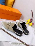 Hermes velvet slide mules half drag shoes women's summer flat sandal outdoor slipper size35-40
