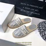 Dior flat espadrilles sandal half drag shoes slide mules slipper women's summer footwear size35-40