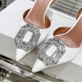 Amina muaddi velvet slingback heeled pump strapped sandal elegant party footwear size35-40