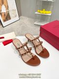 Valentino garavani rockstud heeled flip flops caged sandal summer street footwear size35-40