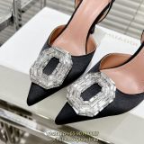 Amina muaddi velvet slingback heeled pump strapped sandal elegant party footwear size35-40