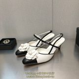 Chanel camellia kitten-heel slingback sandal heeled pump slip-on slide mules half drag shoes Size35-40