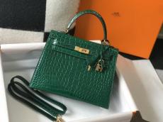 crocodile-effect Hermes kelly 28 top-handle handbag large women's shopper tote pure handmade stitch