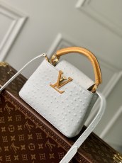 M93483 Louis Vuitton Capucines PM BB ostrich shopper handbag business briefcase document magazine book tote