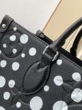 small Louis LV onthego dotted open shopper handbag crossbody shoulder shopping tote beach bag