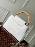M93483 Louis Vuitton Capucines PM BB ostrich shopper handbag business briefcase document magazine book tote