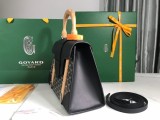 Goyard saigon PM structured wooden -handle handbag versatile cosmetic organizers trunk with studded feet 