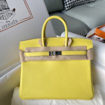 Swift Lemon hermes Birkin 25 handbag travel holiday beach tote pure handmade stitch gold metalware