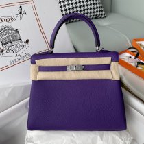 Togo violet Hermes kelly 25 solid shopper handbag superb birthday gift for lover semi handmade suede