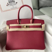 Burgundy hermes Birkin 25 top-handle handbag versatile laptop bag semi handmade stitch full inclusion